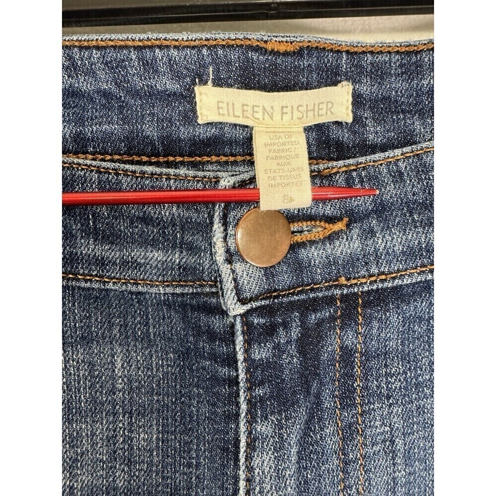 Eileen Fisher Jeans Womens 8 Blue Straight Leg Cotton Stretch Medium Wash Denim - Picture 5 of 9